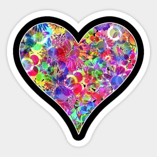 Floral Flower Rainbow Neon Bright Heart Sticker